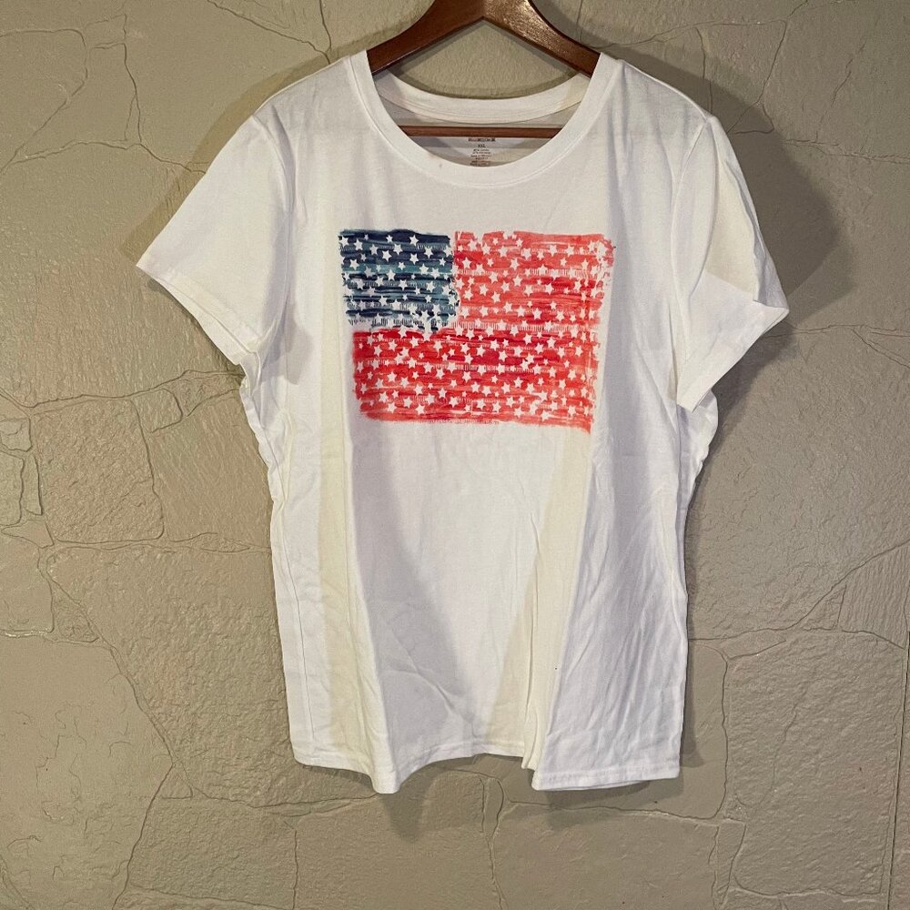 USA Flag T-shirt - Red, White, and Blue - Women's XXL